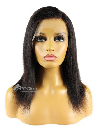 Natural Color Yaki Straight 10 Inch 150% Indian Hair 6in Lace Front Wig [CSL82]
