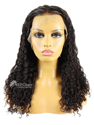 Natural Color Water Wave 18 Inch 150% Indian Hair 6in Lace Front Wig[CSL85]
