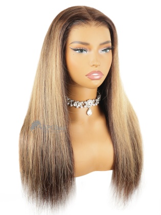 Honey Highlight Silky Straight Wear & Go Glueless 13x6 HD Lace Wig Pre-Cut Lace [GHW05]