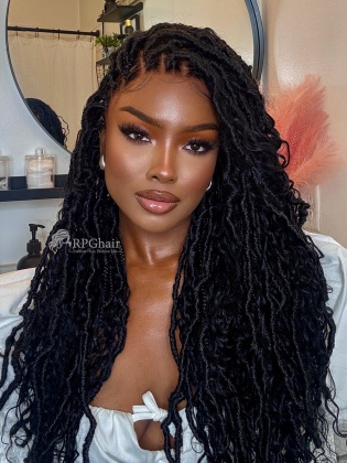 1# Salon-level Knotless Boho Style Locs Braided Wig HD Full Lace 24" [HE05]