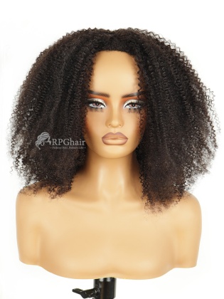 Wear & Go Half Wig Curly Edges Afro Curly Invisible Hairline Draw-strings Wig [HFW05]