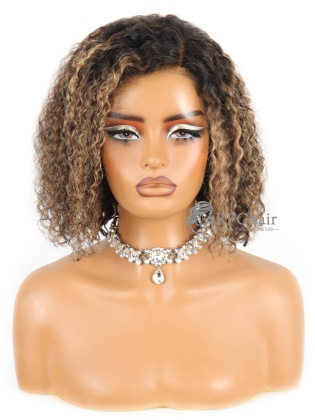 Highlight Brown Curly Bob 10in & 200% Density Glueless 6x9 HD Lace Wig Pre-Cut Lace [CSL230]