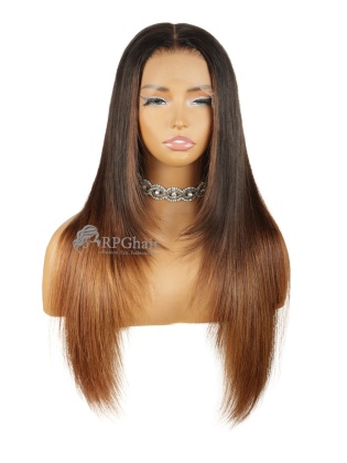 Ombre Brown Silky Straight Layered Invisi-Strap Snug Fit Glueless 360 HD Lace Wig [ISW14]