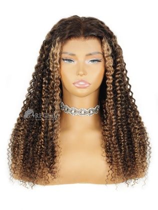 Kinky Curly #4#27 Piano Color 13X6 HD Lace Frontal Wig [Elena]