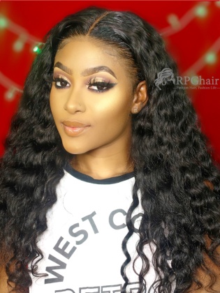 Natural Curly 360 Lace Frontal Wig Indian Remy Hair[LFW34P]