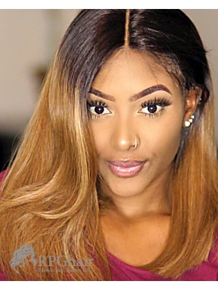 Ombre Silky Straight Human Hair BOB Style Lace Front Wigs[LFW50]