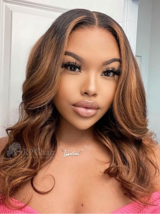 5.5'' Part 180% Density Ombre Highlights Wavy Style Lace Front Wigs [LFW92]