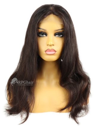 Top Quality Brazilian Virgin Hair 1B# 18" 150% Density Natural Wavy Hair Lace Front Wig[CSL52]