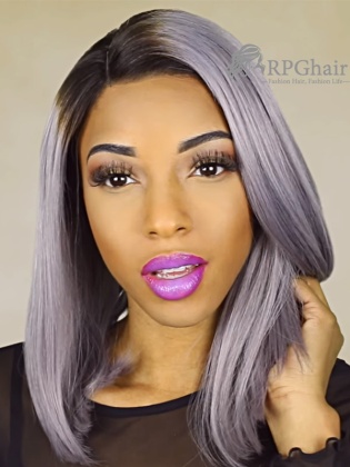 Grey Color Bob Virgin Brazilian Hair Glueless Lace Front Wigs[LFW08]
