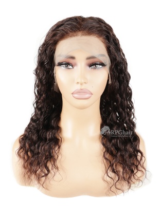 14" 150% Density #1B Color Deep Wave Hairstyle Indian Virgin Hair 13X4 Lace Front Wig[CSL222]