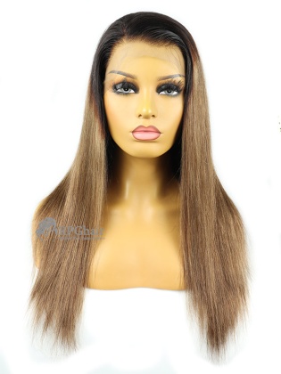 Ombre Silky Straight 18Inch 150% density Indian Hair Lace Front Wig[CSL56]