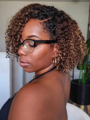 Wear & Go Glueless 9x6 HD Lace Wig Highlight Curly Bob Pre-Cut & Pre-Plucked & Pre-Bleached [WG09]