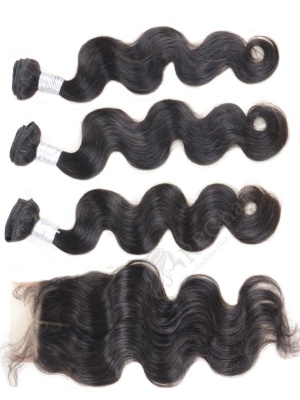 3 Bundles Body Wave Indian Virgin Hair Weaves with A Lace Closure