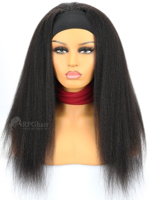 20in-22in Kinky Straight Hair Headband Wigs Indian Remy Hair [HBW06]