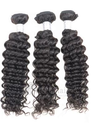 Deep Wave Indian Virgin Hair 3 Bundles Natural Color