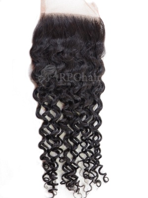 Indian Virgin Hair Water Wave Lace Closure Natural Color