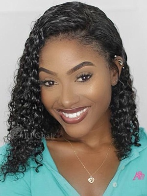 Tight Curly Bob Lace Front Wig 180% Density Indian Remy Hair  [BCT04P]