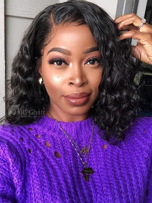 Special Offer-Pre-Plucked Beach Wavy BOB Hairstyle Lace Front Wig Indian Remy Hair [BCT11]