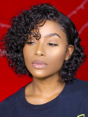 200% Density Pre-Bleached Loose Curly BOB Lace Front Wig[BOB03P]