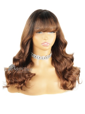 Salon-Level Ombre Honey Brown Loose Wavy With Bangs Wear & Go 5x5 HD Lace Wig [HCW33]
