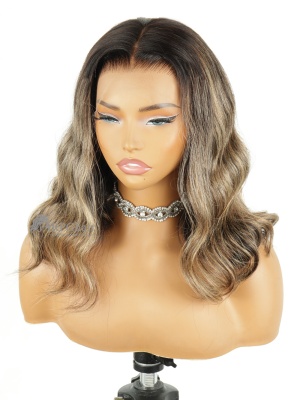 Blonde Highlight Loose Wave Bob Glueless Minimalist Invisi-Strap Snug Fit Glueless 360 HD Lace Wig [ISW17]