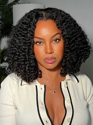 M Shape Lagos Hairline Trendy Curly Bob Minimalist 5x5 HD Lace Glueless Wig [LCW02]
