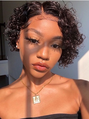 200% Density Pre-Bleached Loose Curly BOB Lace Front Wig[BOB03]