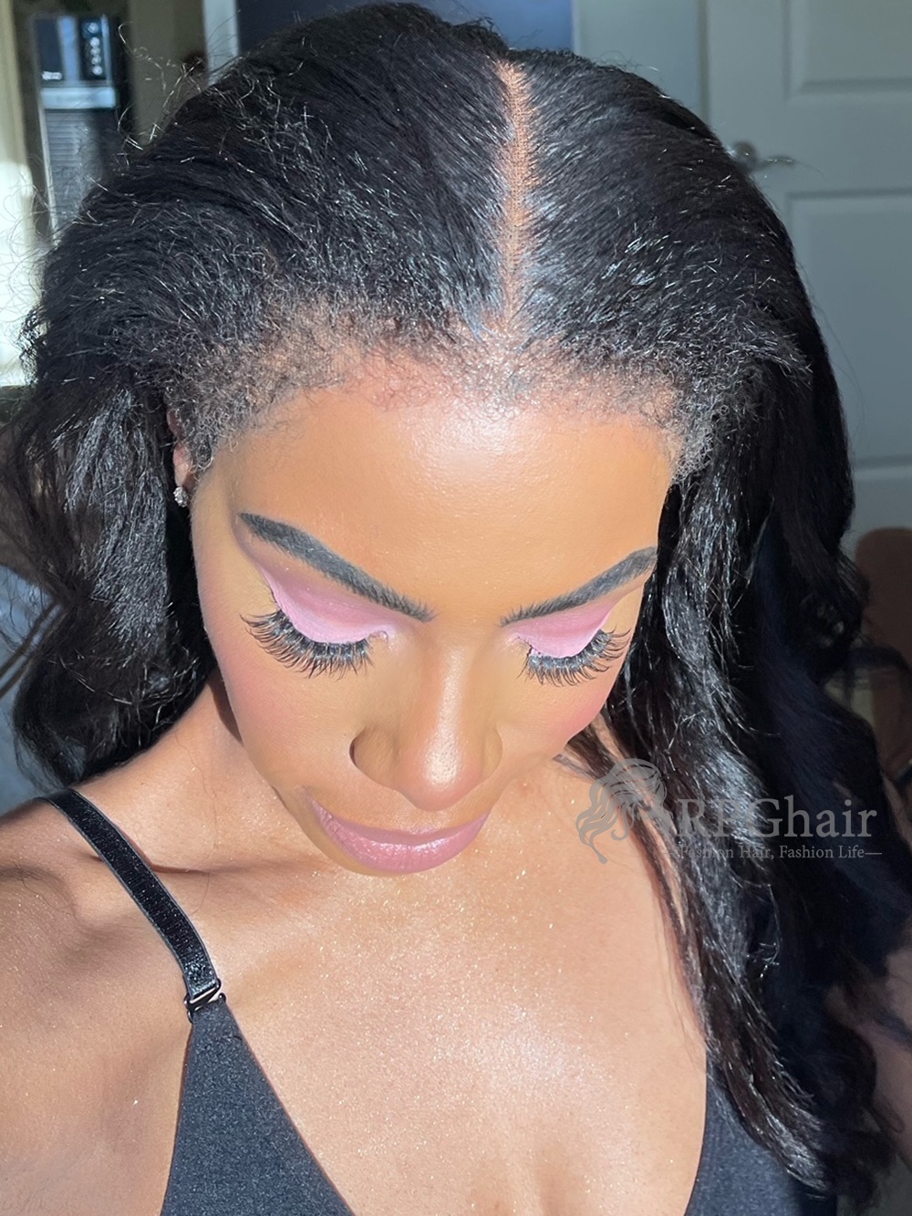 Coarse Yaki With Hybrid 4C Kinky Edges Invisi-Strap Snug Fit Glueless 360 HD Lace Wig [ISW02]
