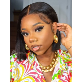 Pre-bleached 180% Density Silky Straight BoB Hairstyle Glueless