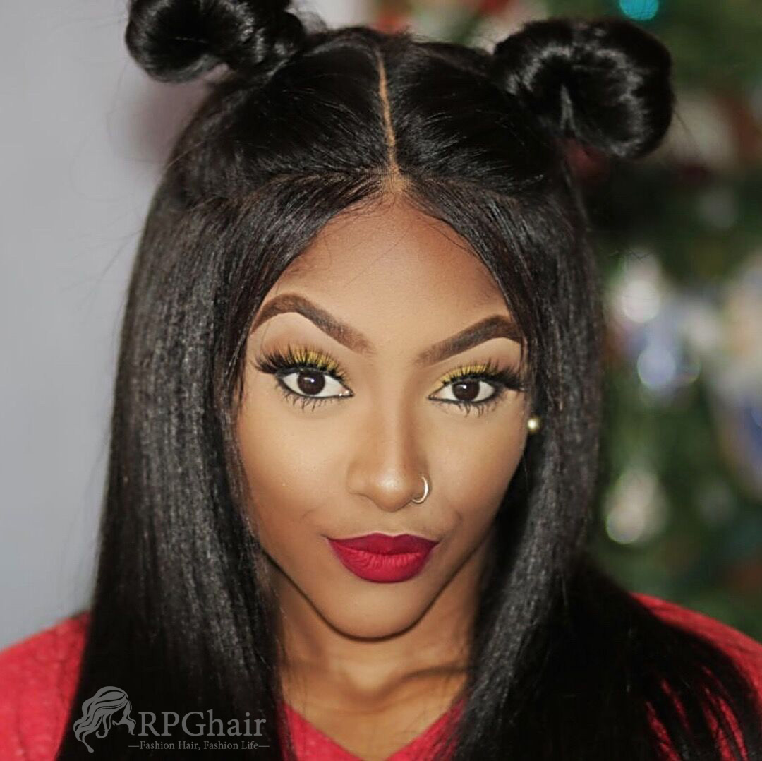 Big Density 360 Lace Frontal Wigs Yaki Straight Indian ...