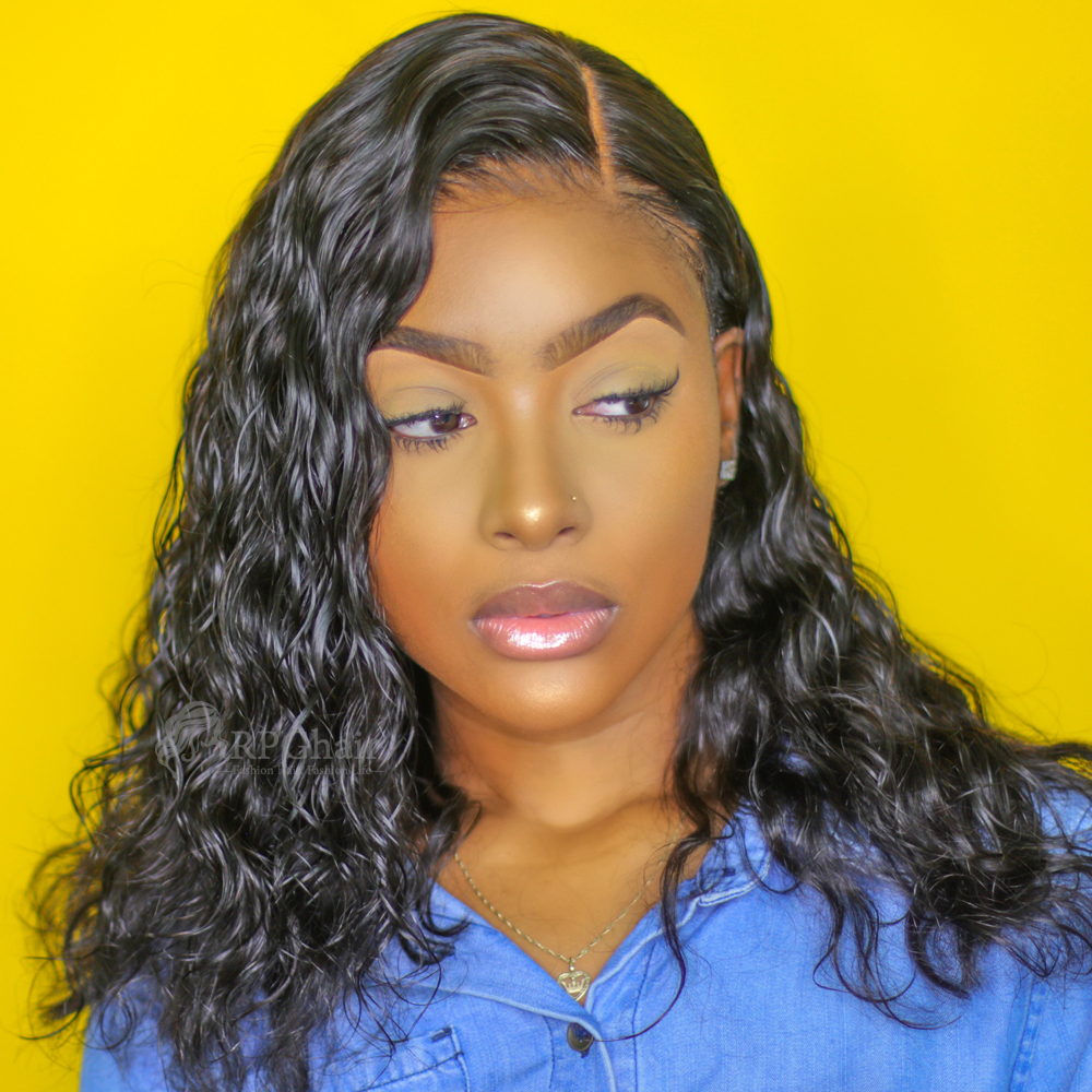 PrePlucked Wavy Bob Hairstyle Indian Remy Hair Lace Front Wigs